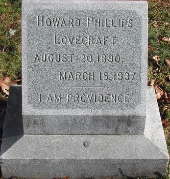 H.P. Lovecraft's grave at Swan Point Cemetery in Providence, Rhode Island.