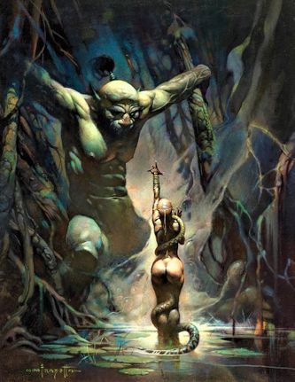 The painting by Frank Frazetta on which this kit is based,